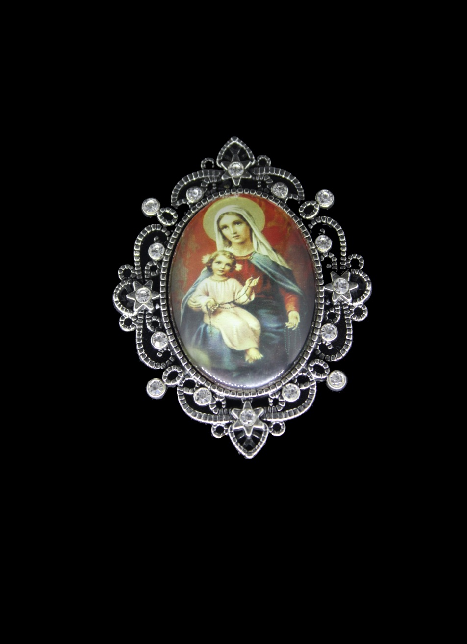Medallon broche Virgen del Carmen.