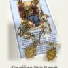 Medalla de la Milagrosa con cadena de eslabón largo y cruces de nácar . La medalla, cadena y cierres son  de acero inoxidable con baño de oro