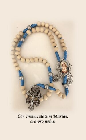 Rosario de combate devocional en madera natural con los mas poderosos sacramentales