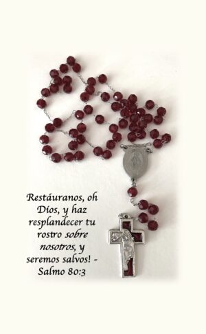 Rosario en cristal y acero inoxidable