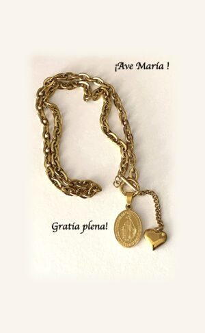 Gargantilla- Medalla Milagrosa hecha en cadena de acero inoxidable bañada en oro