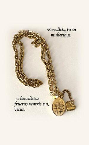 Gargantilla- Medalla Milagrosa hecha en cadena de acero inoxidable bañada en oro