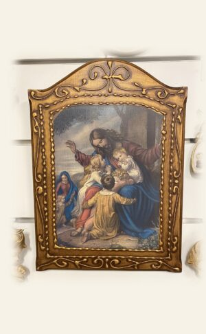 Cuadro de Jesús Amigo de Los Niños en madera impresa y pintada