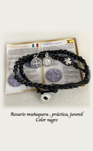 Rosario muñequera en polipiel, practica, juvenil