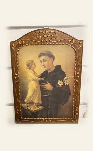 Cuadro de San Antonio de Padua en madera impresa y pintada