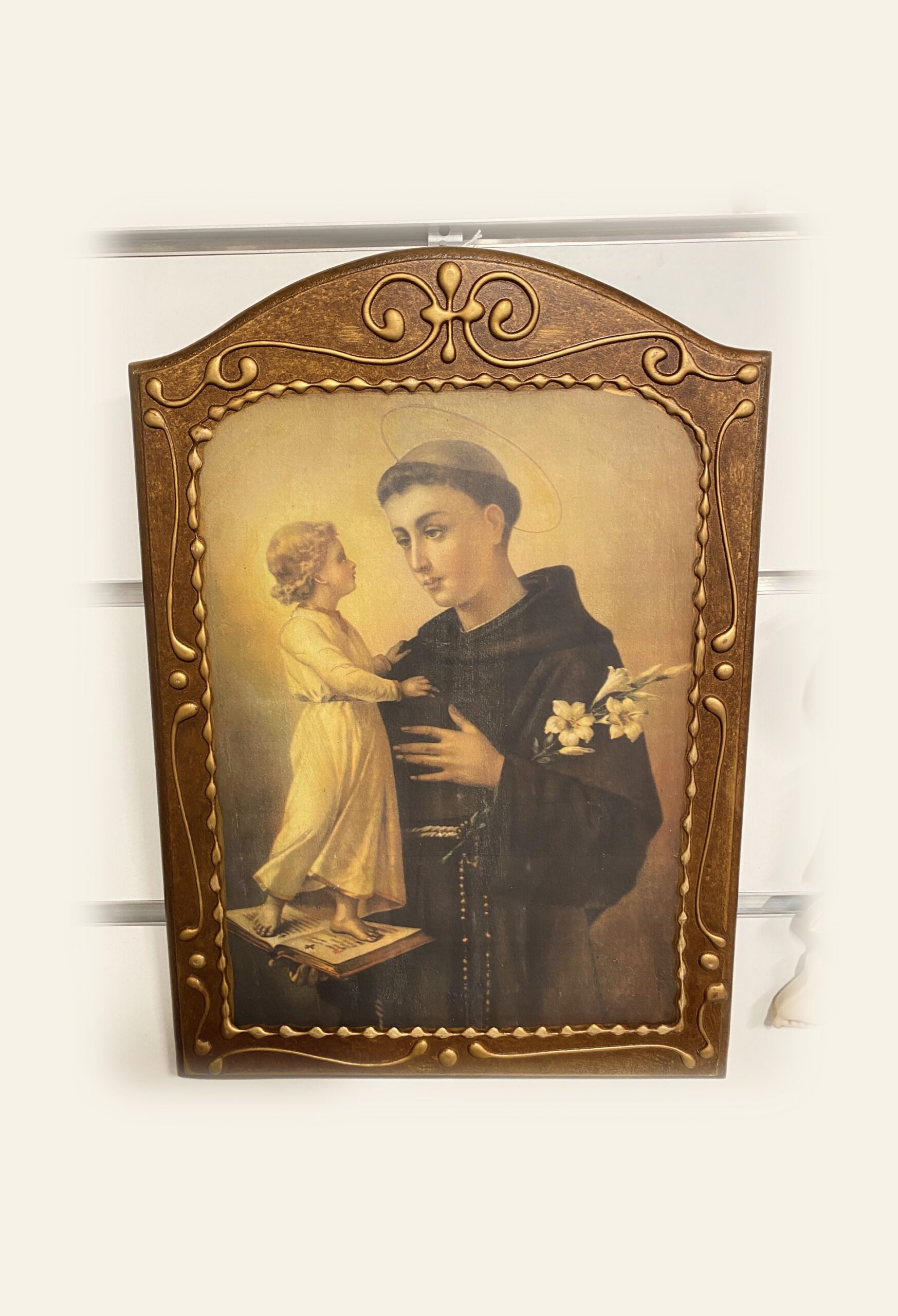 Cuadro de San Antonio de Padua en madera impresa y pintada