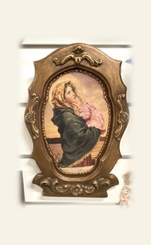 Cuadro de La Virgen Madre en madera impresa y pintada