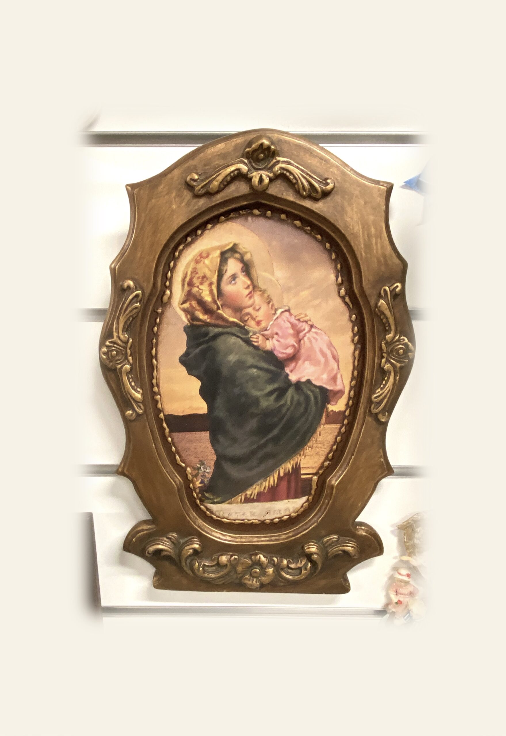 Cuadro de La Virgen Madre en madera impresa y pintada