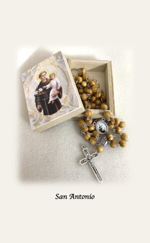 Rosario con caja de madera decorada