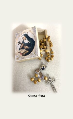 Rosario con caja de madera decorada