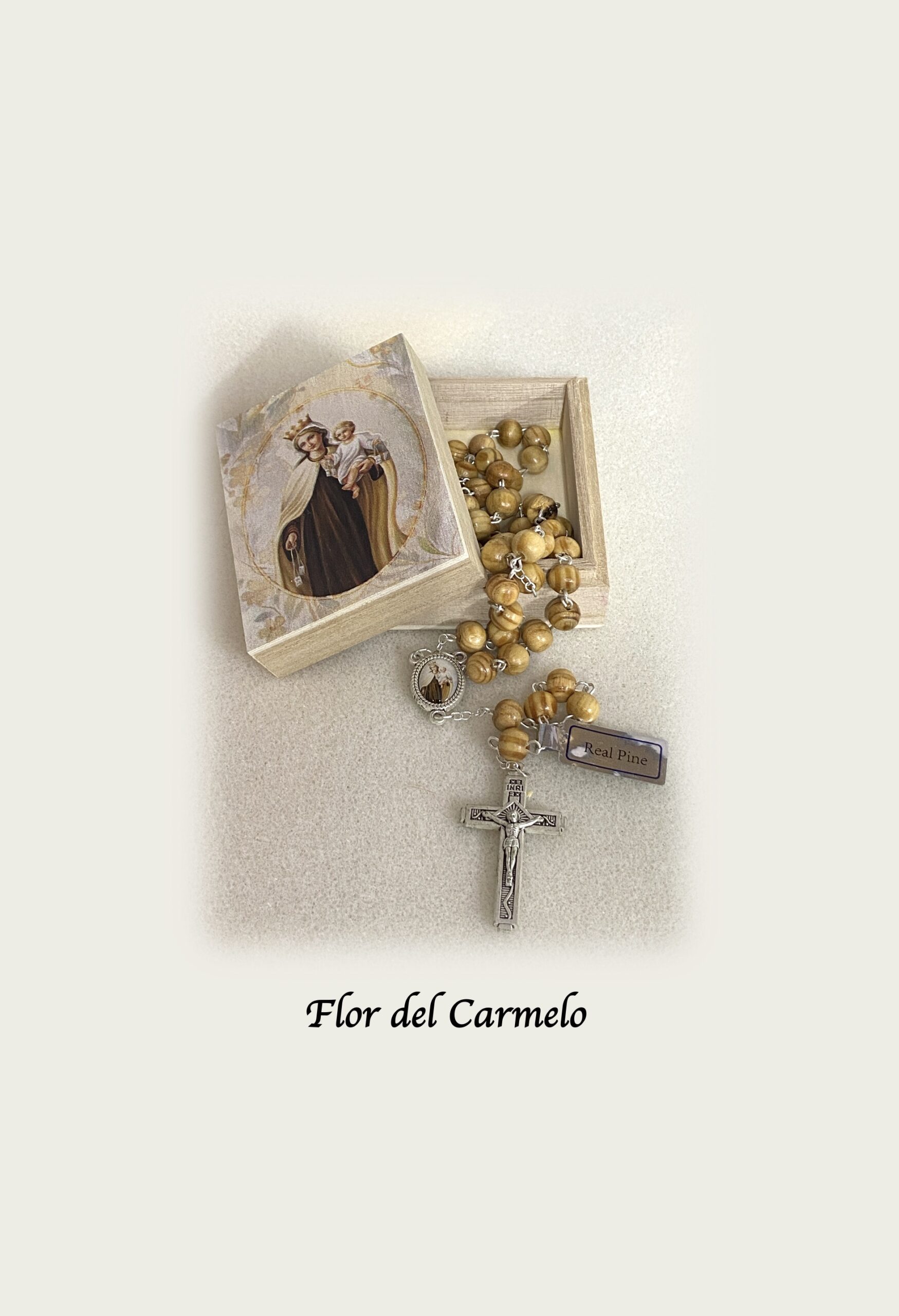 Rosario con caja de madera decorada