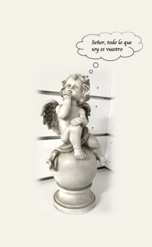 Ángel adorador sentado efecto piedra