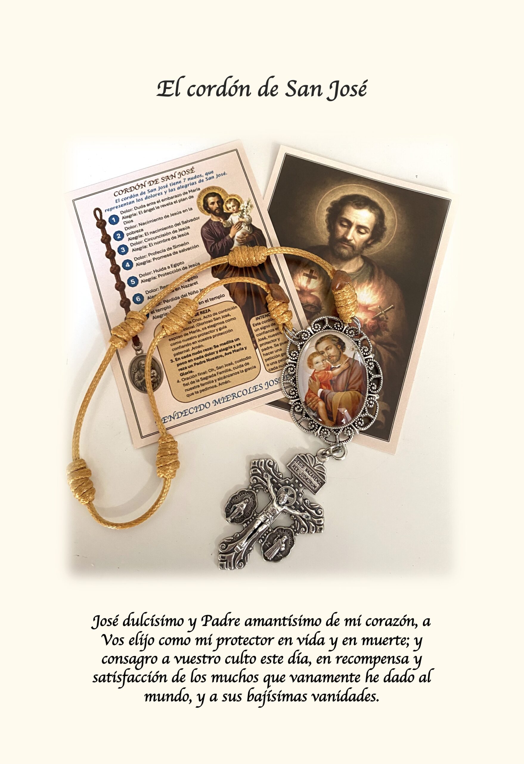 El cordón de San José para la Veneración de San José meditando sobre sus dolores y gozos los miércoles