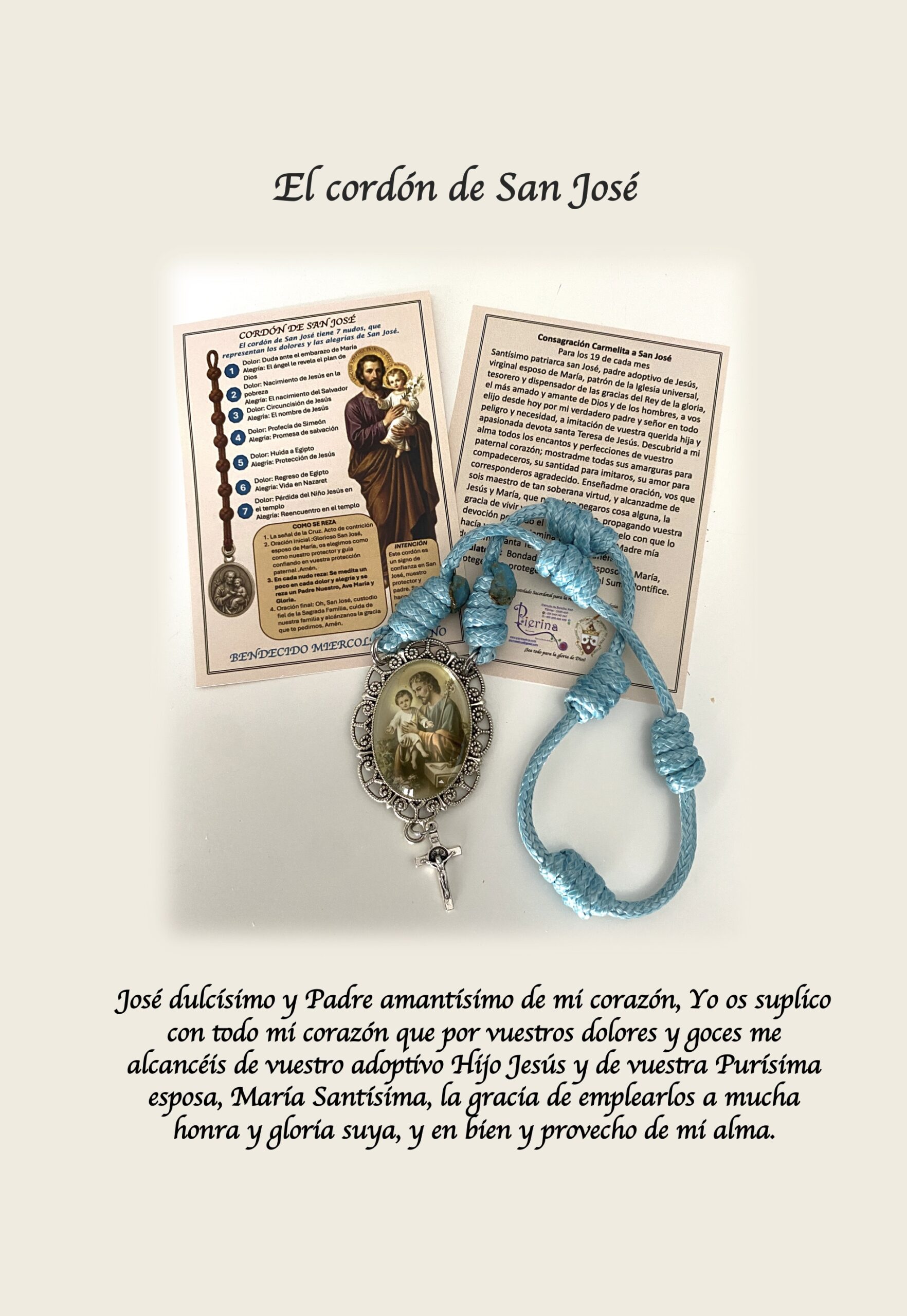 El cordón de San José para la Veneración de San José meditando sobre sus dolores y gozos los miércoles